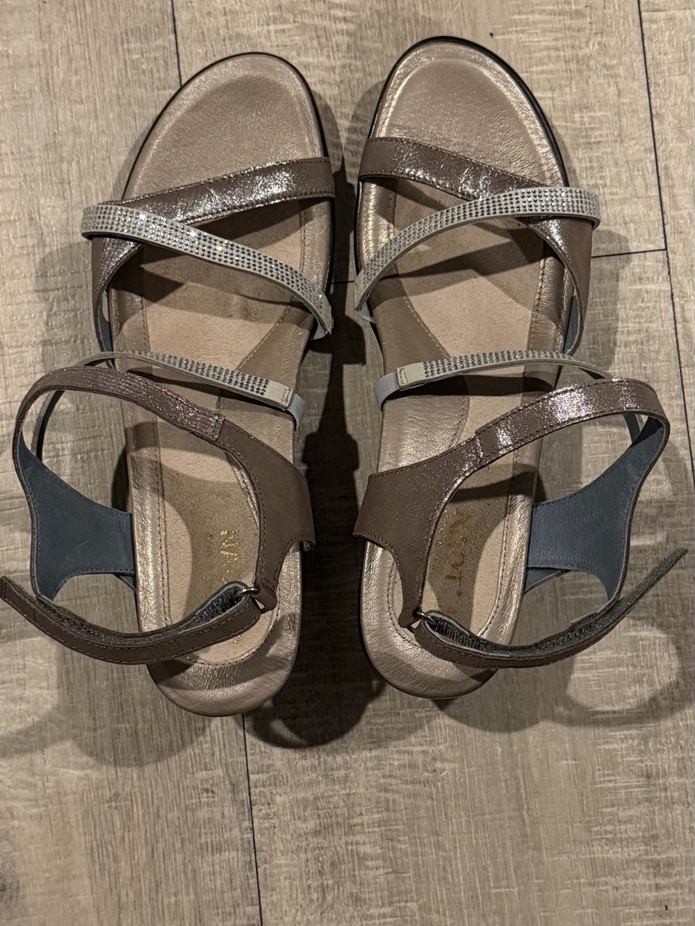 Naot Metallic Brown Sandals with Silver Embellished Straps Size 40/9
